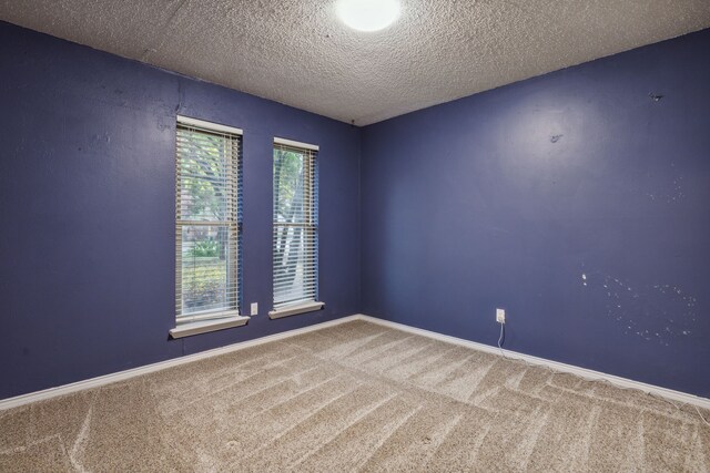 spare room with carpet flooring and a textured ceiling