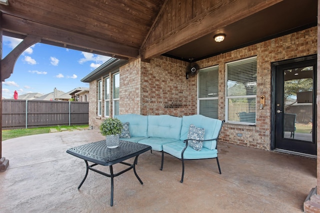 view of patio / terrace featuring an outdoor hangout area