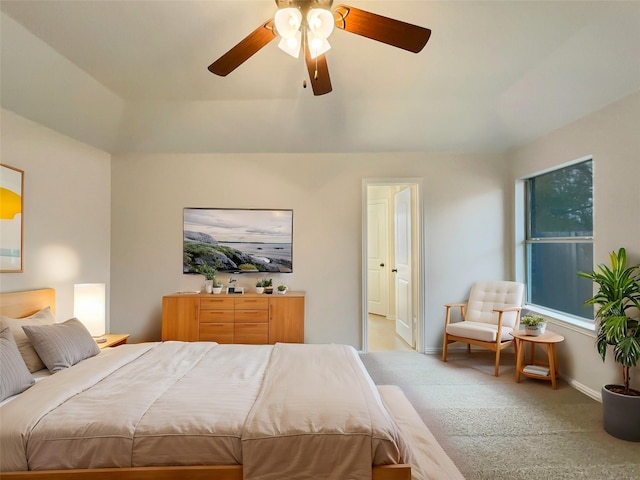 bedroom with carpet floors and ceiling fan