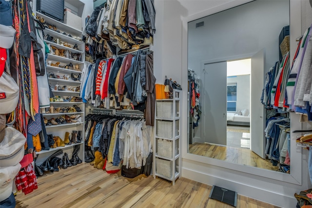 spacious closet with hardwood / wood-style floors