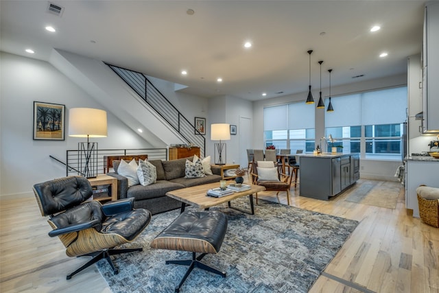 living room featuring light hardwood / wood-style floors