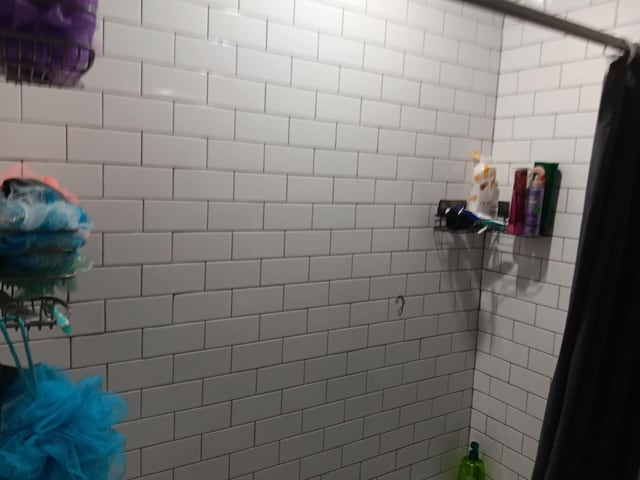 bathroom featuring a shower with curtain