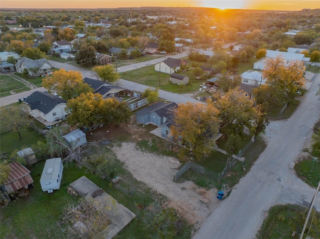 view of aerial view at dusk