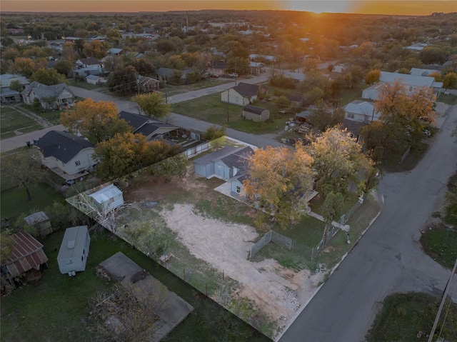 view of aerial view at dusk