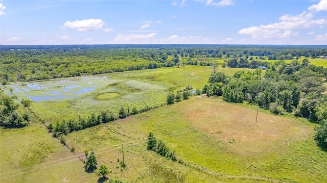 birds eye view of property with a rural view and a water view