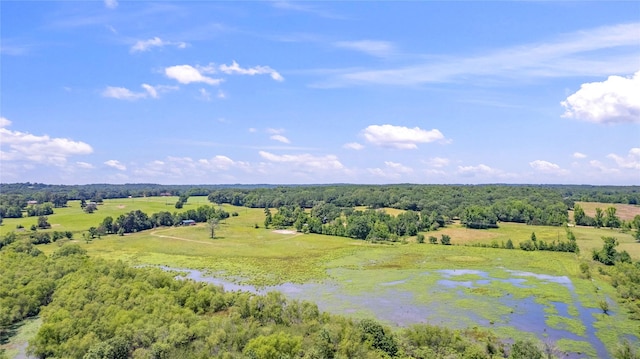 bird's eye view with a water view and a rural view