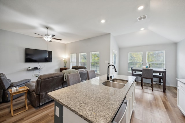 kitchen featuring white cabinets, a healthy amount of sunlight, and sink