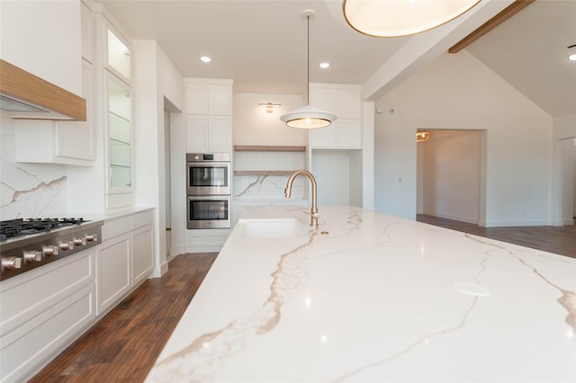 bathroom with hardwood / wood-style floors and vanity