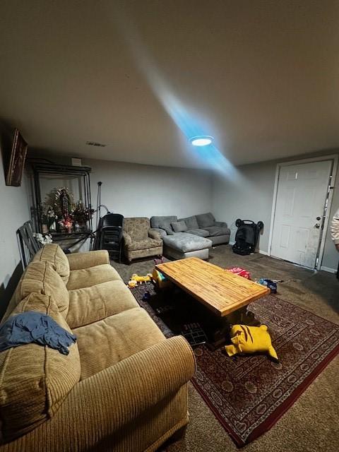 living room with carpet floors