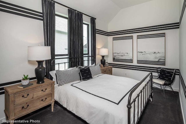 4121 Buffalo Clover Dr, Aubrey, TX 76227 - bedroom with vaulted ceiling and dark colored carpet