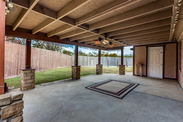 view of patio with ceiling fan