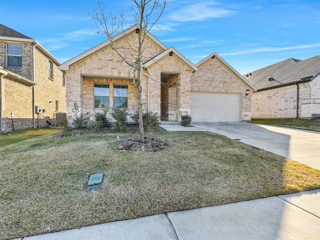 view of front of home featuring a garage, a front yard, and central air condition unit