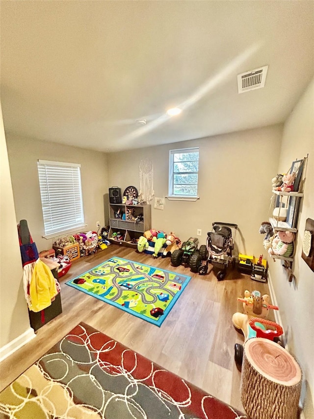 playroom featuring hardwood / wood-style floors