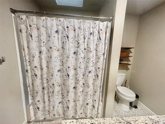 709 Kerry Ln, Azle, TX 76020 - bathroom featuring curtained shower and tile patterned floors