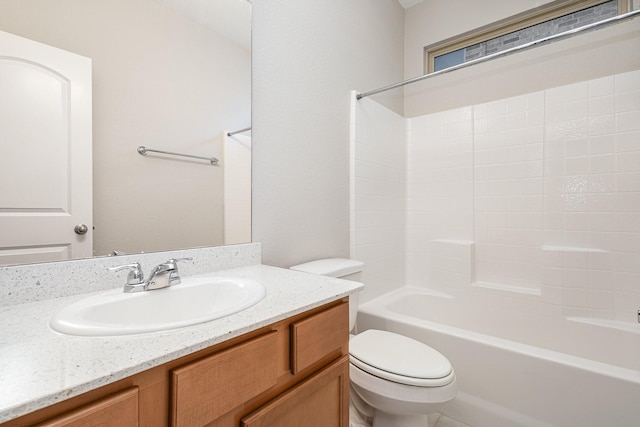 full bathroom with vanity, toilet, and shower / washtub combination