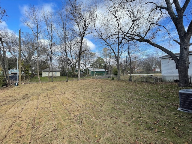 view of yard featuring central AC