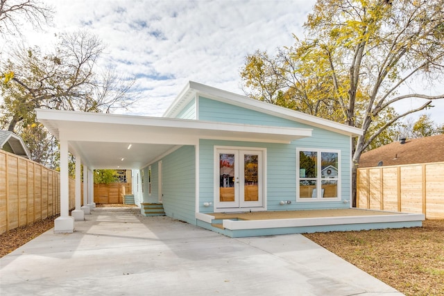 view of front of property featuring french doors