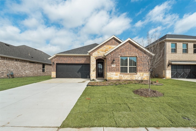 view of front of property featuring a front lawn