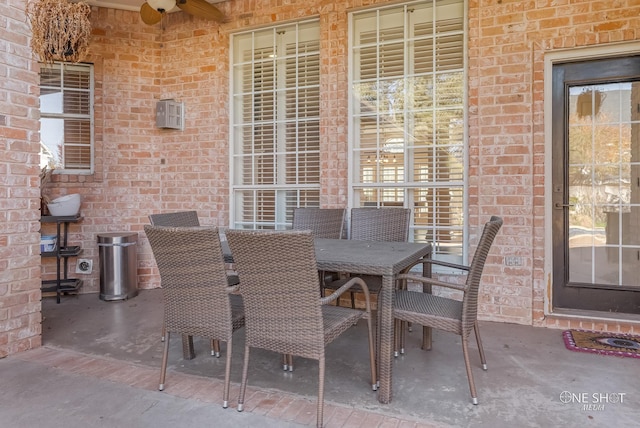 view of patio / terrace featuring ceiling fan