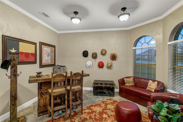 office area with crown molding