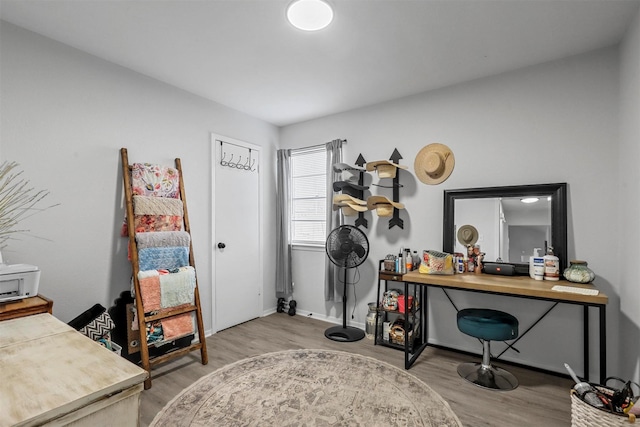 office area featuring hardwood / wood-style floors