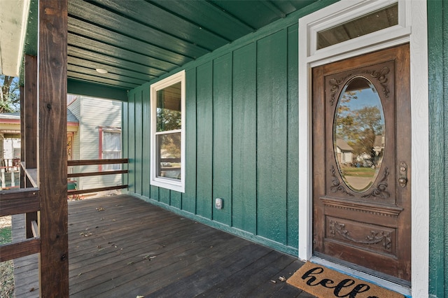 entrance to property with a porch