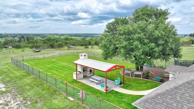 drone / aerial view with a rural view