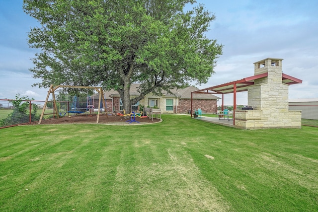 view of yard with a playground