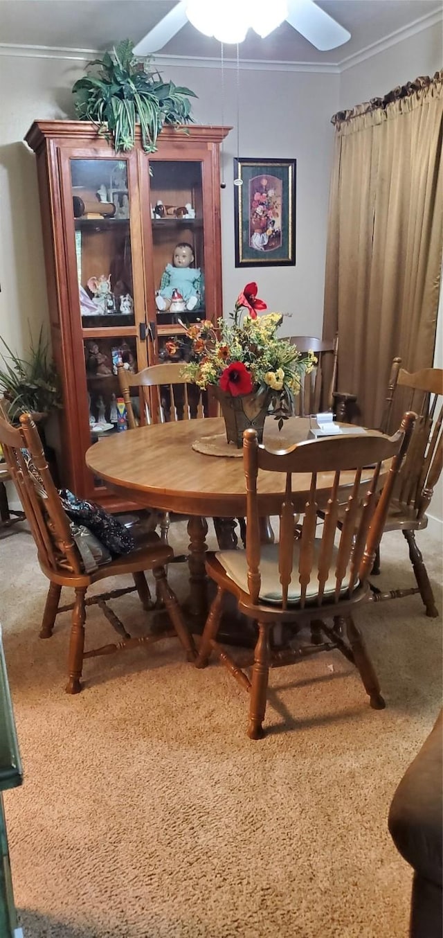 dining room featuring crown molding