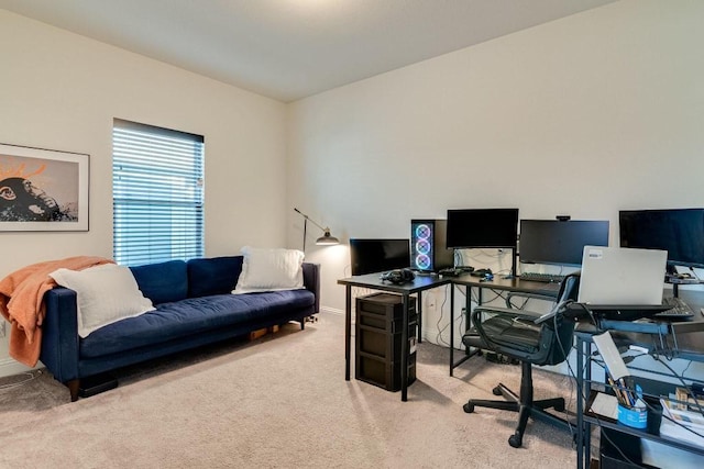 view of carpeted office space