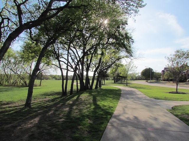 view of property's community featuring a lawn