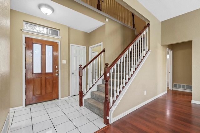 foyer entrance featuring light wood-type flooring