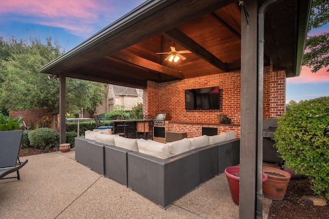 view of patio / terrace featuring outdoor lounge area and area for grilling