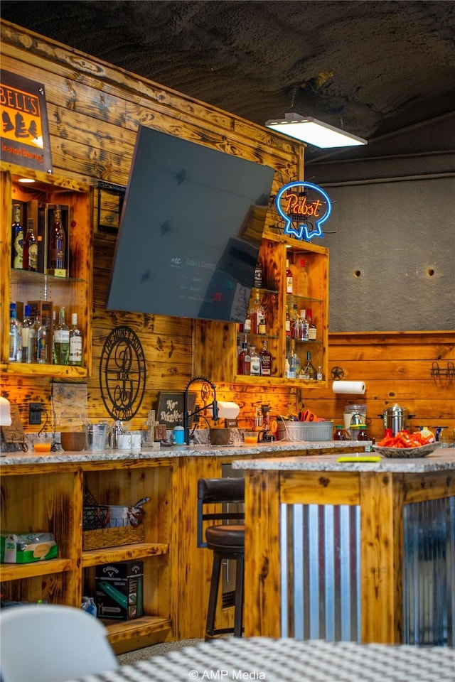 bar with wooden walls