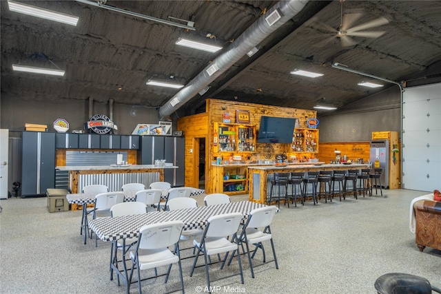 dining space featuring a workshop area