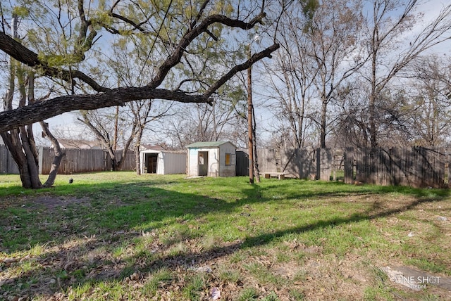 view of yard with a storage unit