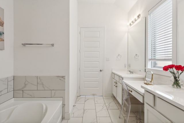 bathroom featuring vanity and a bathing tub