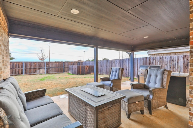 view of patio with sink