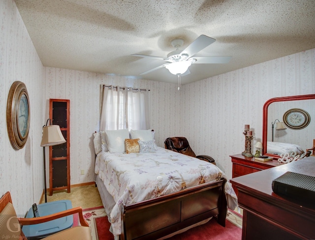 111 White Rd, Frierson, LA 71027 - carpeted bedroom with ceiling fan and a textured ceiling