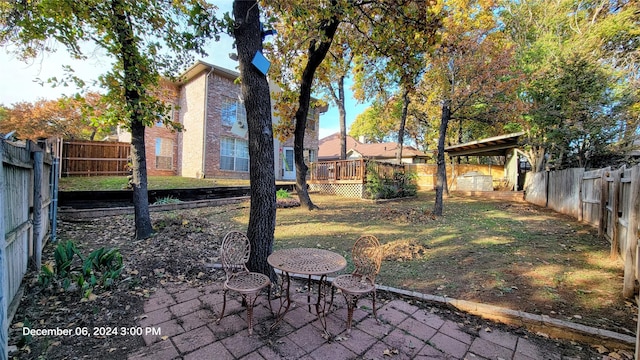 view of yard featuring a patio