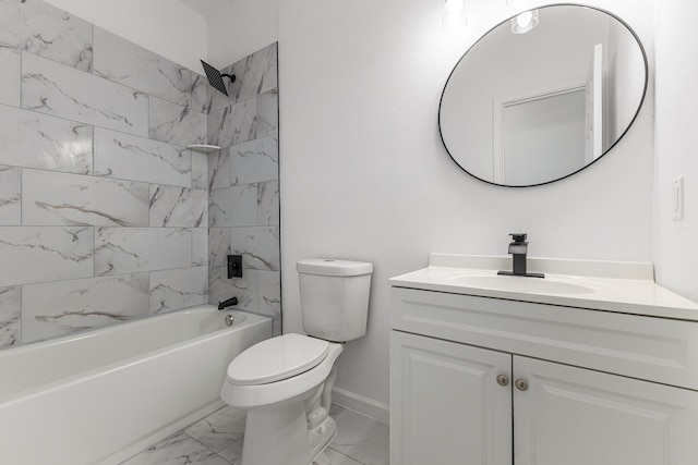 full bathroom featuring vanity, toilet, and tiled shower / bath