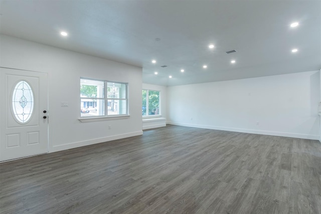 entrance foyer with dark hardwood / wood-style floors