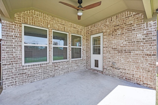 view of patio / terrace with a ceiling fan