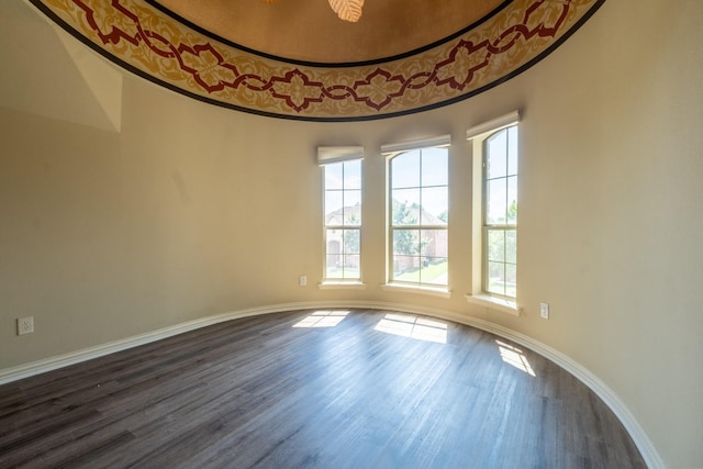 spare room featuring dark hardwood / wood-style floors