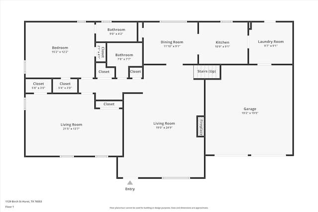 1129 Birch St, Hurst, TX 76053 - floor plan