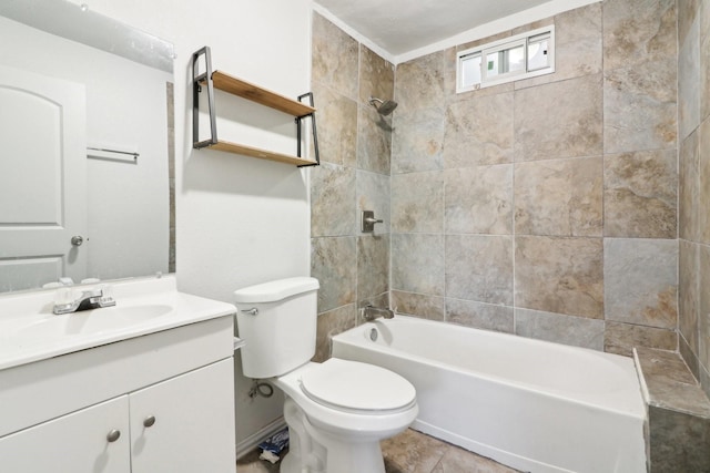 bathroom featuring shower / washtub combination, vanity, and toilet