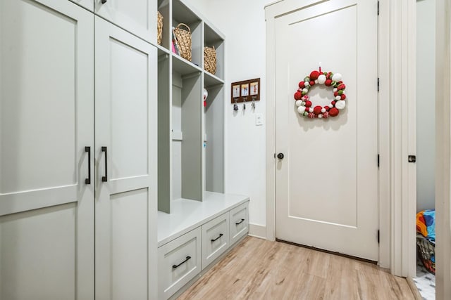 mudroom featuring light wood-type flooring