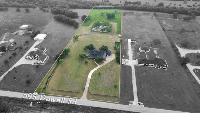 598 Dowell Rd, Rockwall, TX 75032 - overview of rural landscape with property parcel outlined