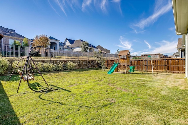 view of yard with a playground