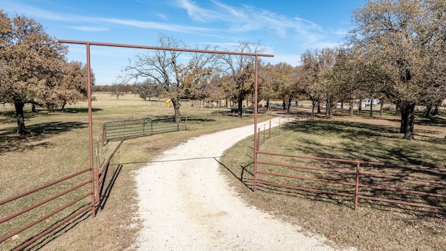 view of home's community with a yard and a rural view